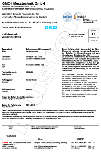 DAkkS-Kalibrierschein
